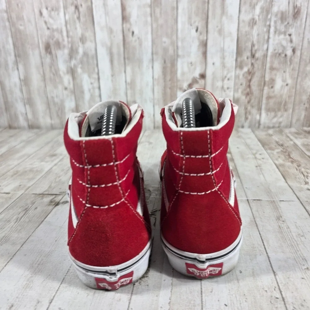 Vans Sk8-Hi Red Suede Canvas High Top‎ Sneakers Womens 6.5 Mens 5.0